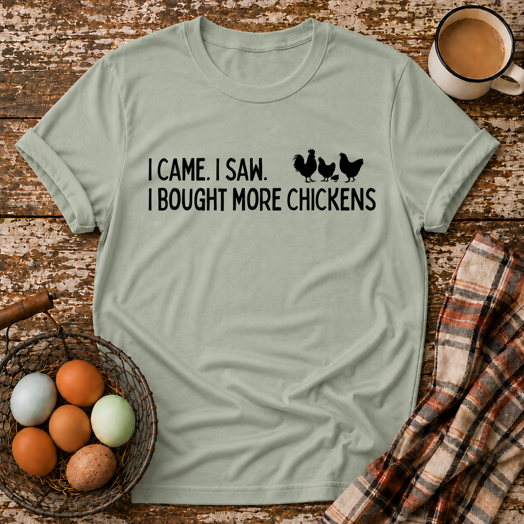 I Came I Saw T-Shirt in Sage on Shady Hen Mercantile Evergreen mockup