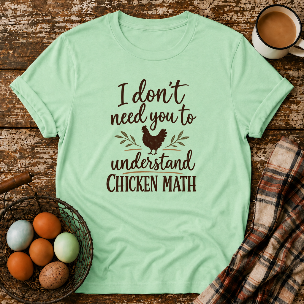I Don't Need You to Understand Chicken Math T-Shirt in Mint Green
