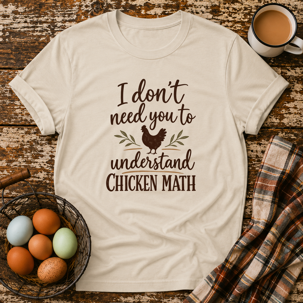 I Don't Need You to Understand Chicken Math T-Shirt in Sand