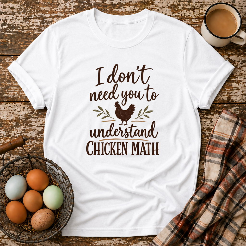I Don't Need You to Understand Chicken Math T-Shirt in White