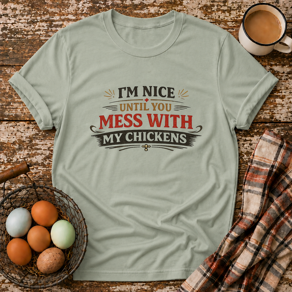 I'm Nice Until You Mess With My Chickens T-Shirt in Sage