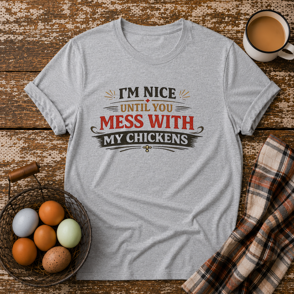 I'm Nice Until You Mess With My Chickens T-Shirt in Sport Grey