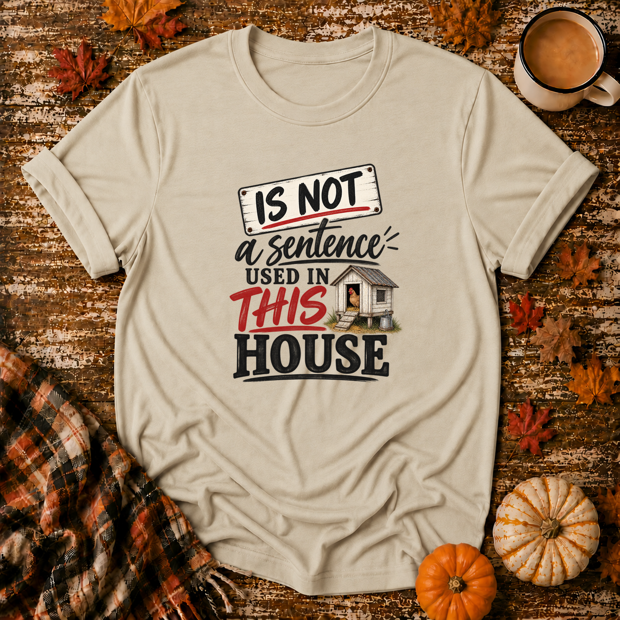 Is Not Used In This House T-Shirt in Sand on Shady Hen Mercantile Fall mockup