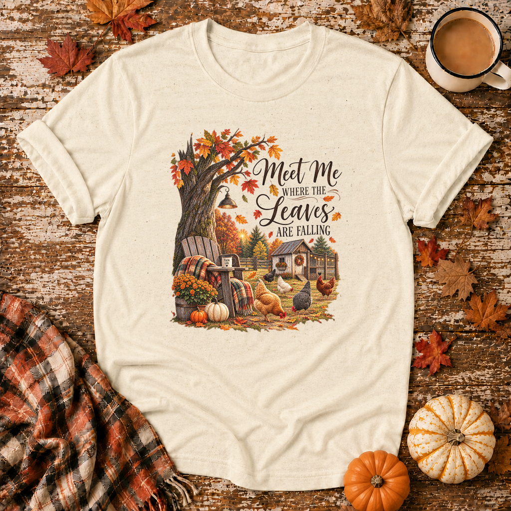 Meet Me Where the Leaves Are Falling T-Shirt in Natural
