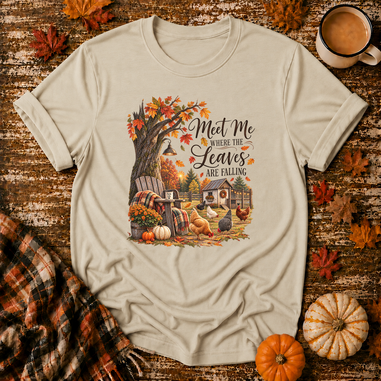 Meet Me Where the Leaves Are Falling T-Shirt in Sand