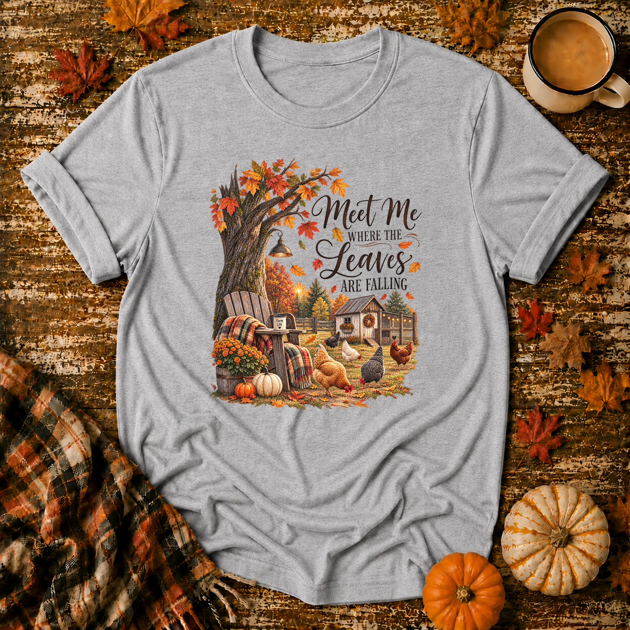 Meet Me Where the Leaves Are Falling T-Shirt in Sport Grey
