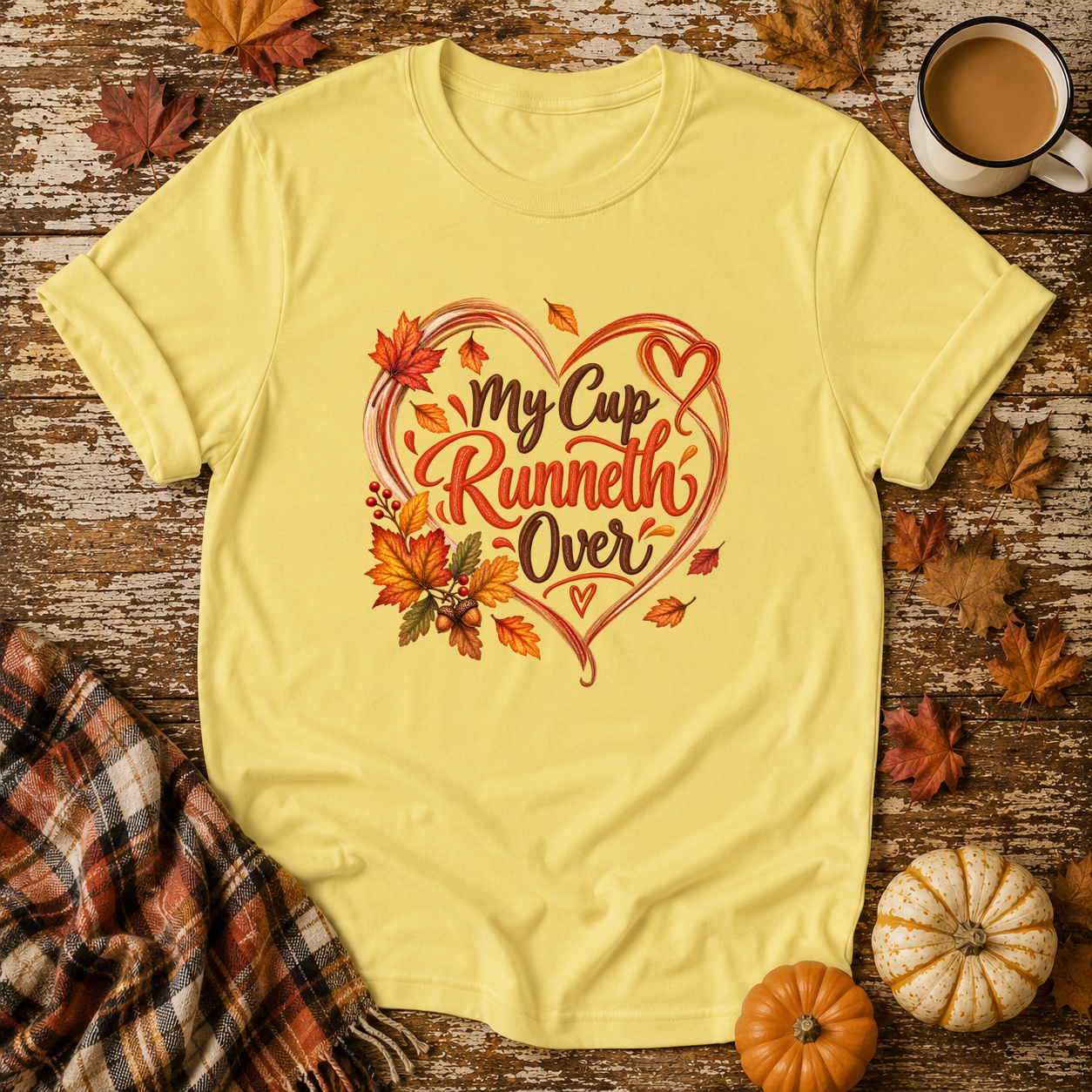 My Cup Runneth Over Fall T-Shirt in Cornsilk