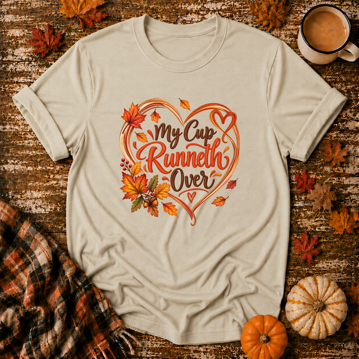 My Cup Runneth Over Fall T-Shirt in Sand