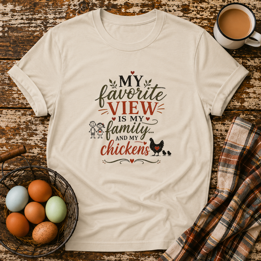 My Favorite View T-Shirt in Sand on Shady Hen Mercantile Evergreen mockup