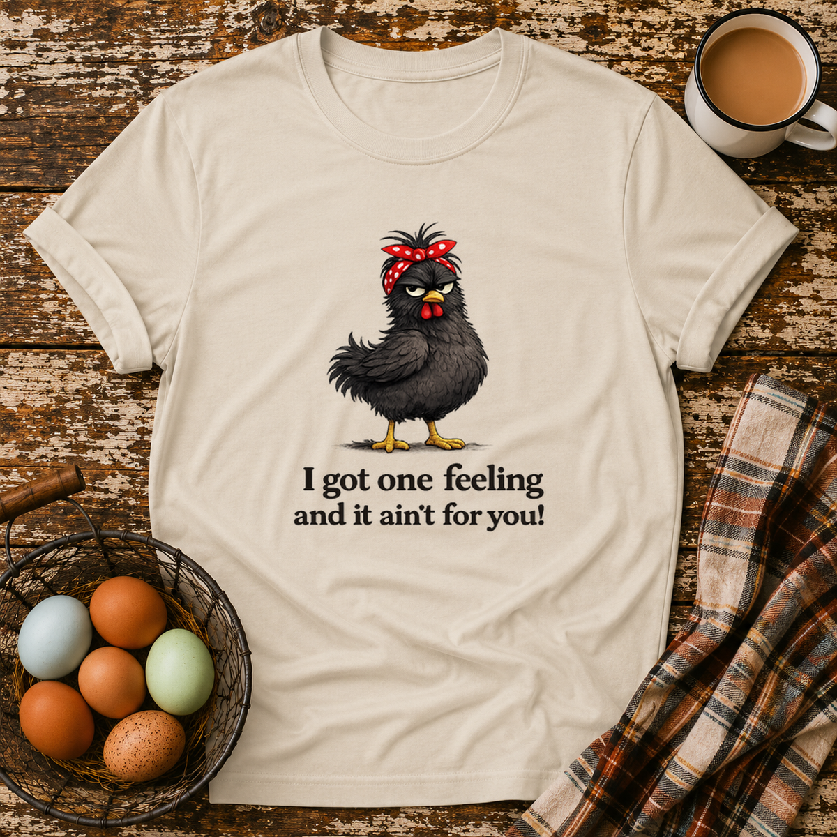 Only One Feeling T-Shirt in Sand on Shady Hen Mercantile Evergreen mockup
