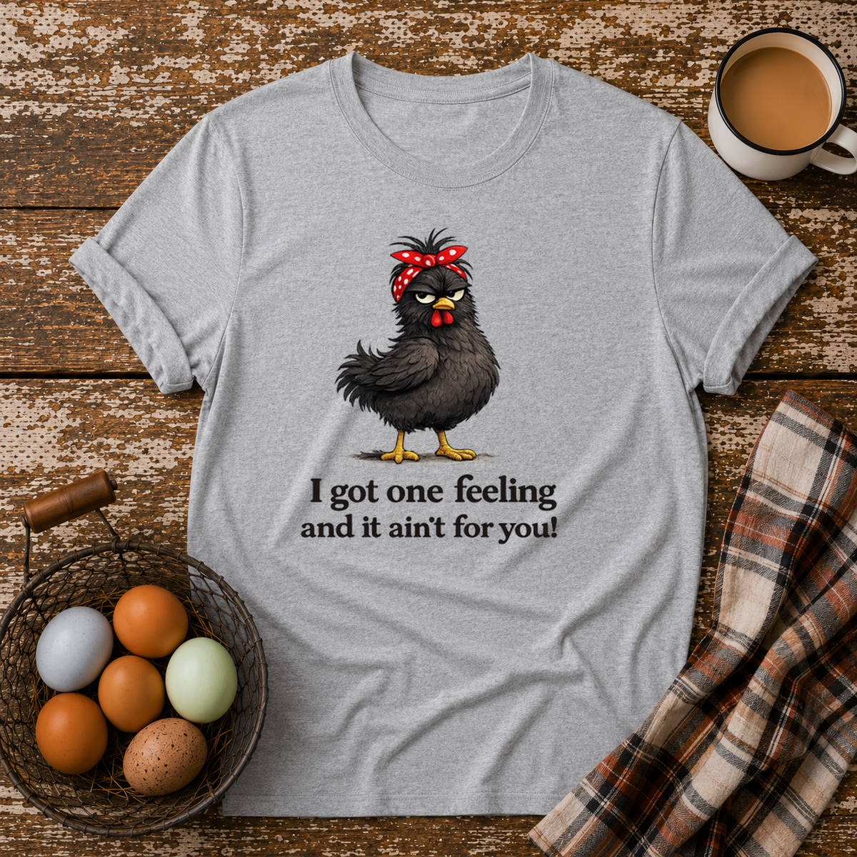 Only One Feeling T-Shirt in Sport Grey on Shady Hen Mercantile Evergreen mockup