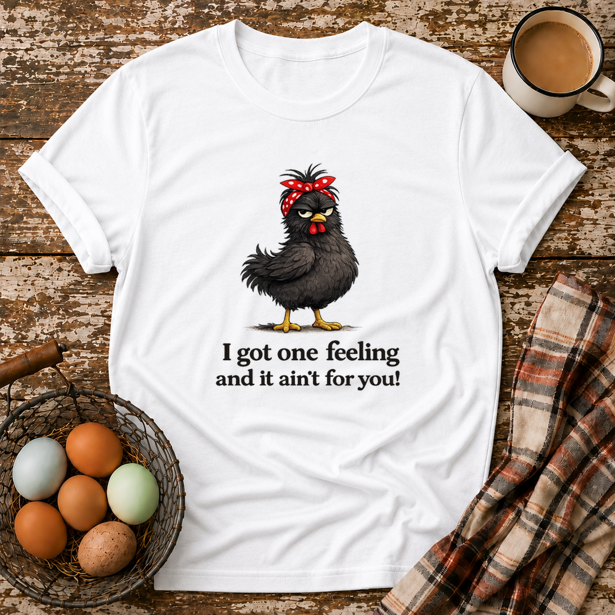 Only One Feeling T-Shirt in White on Shady Hen Mercantile Evergreen mockup