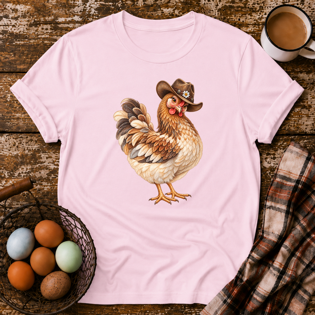 Roxy Wearing A Cowboy Hat T-Shirt in Light Pink