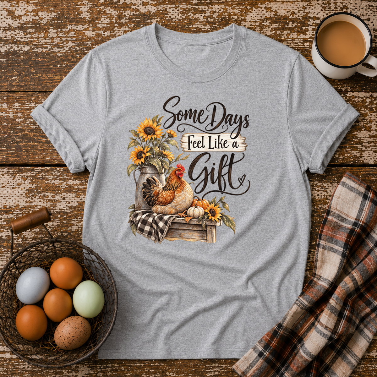 Some Days Feel Like a Gift T-Shirt in Sport Grey on Shady Hen Mercantile Evergreen mockup