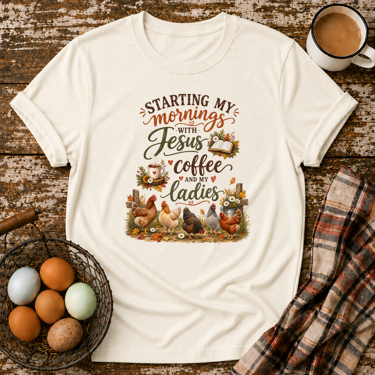 Starting My Mornings T-Shirt in Natural