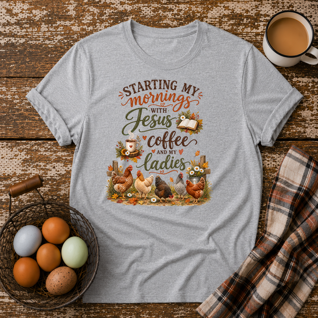 Starting My Mornings T-Shirt in Sport Grey