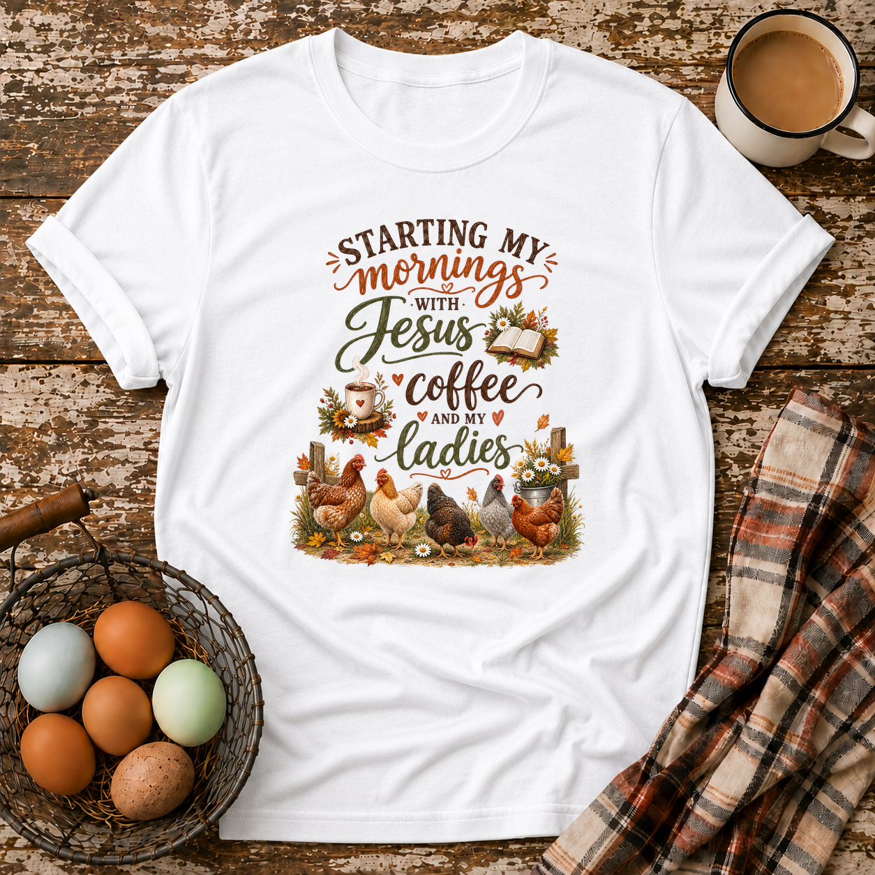 Starting My Mornings T-Shirt in White