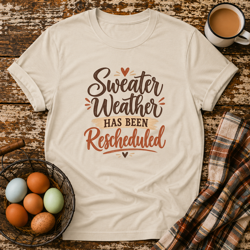 Sweater Weather Has Been Rescheduled T-Shirt in Sand