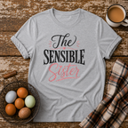 The Sensible Sister T-Shirt in Sport Grey on Shady Hen Mercantile Evergreen mockup