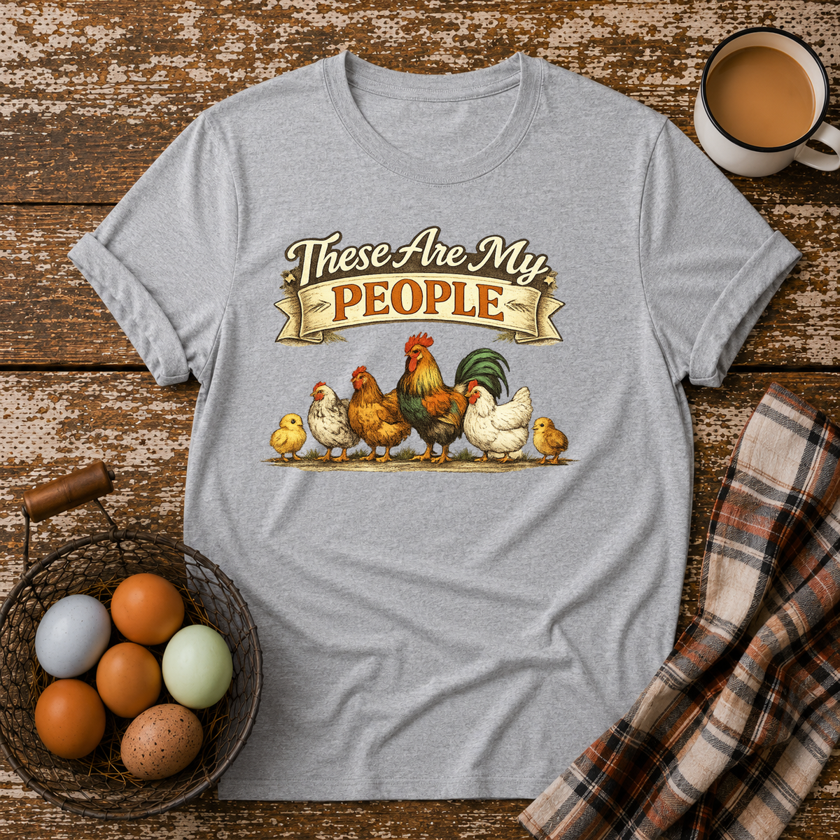 These Are My People Chicken Lover T-Shirt in Sport Grey