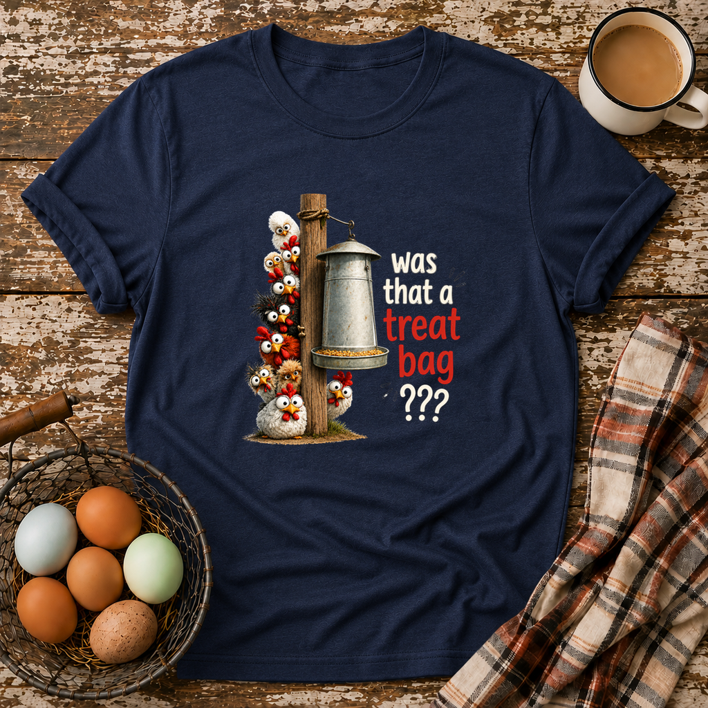 Treat Bag T-Shirt in Navy on Shady Hen Mercantile Evergreen mockup